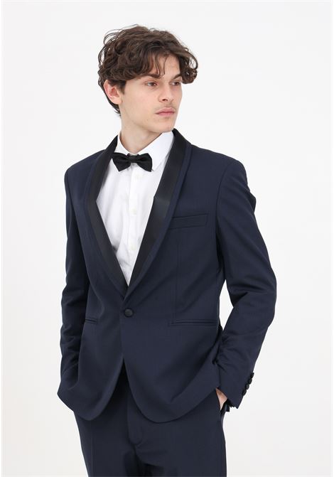Elegant blue men's jacket with single-breasted cut IM BRIAN | GIA2826005